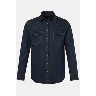 JP1880  Chemise en jean à manches longues, style vintage, col Kent et coupe Modern Fit - jusqu'au 8&nbsp;XL 