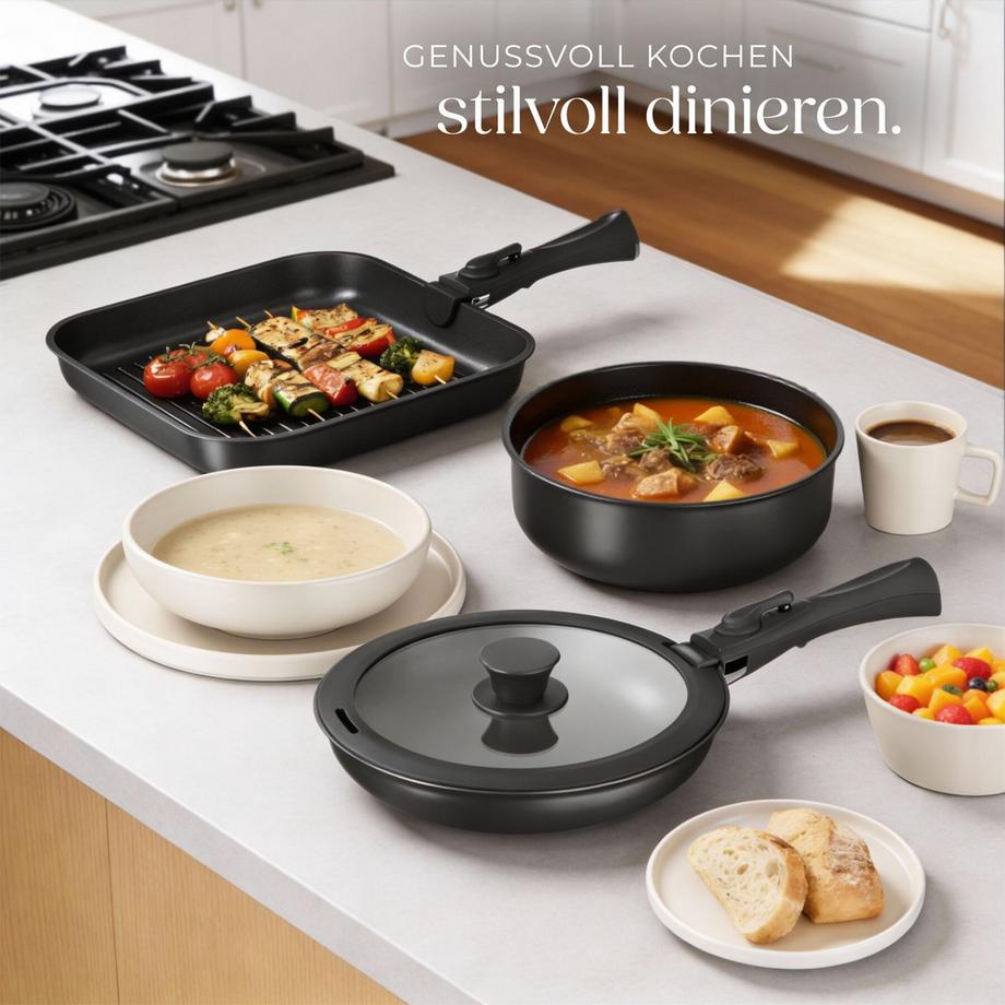 Tectake Set iniziale da cucina Una/Parma Set di stoviglie in gres, smaltate 47 pezzi  