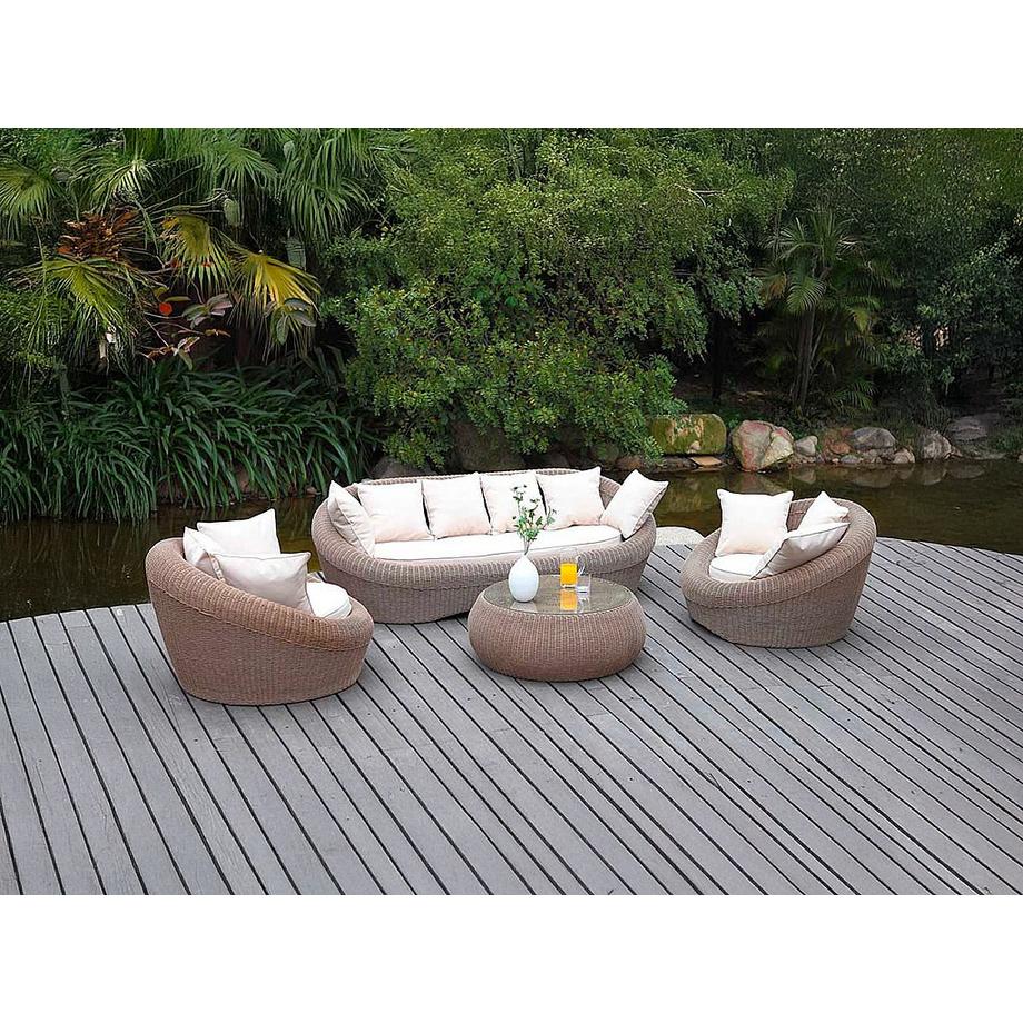 Vente-unique Table basse de jardin  en résine tressée caramel - WHITEHEAVEN de MYLIA  
