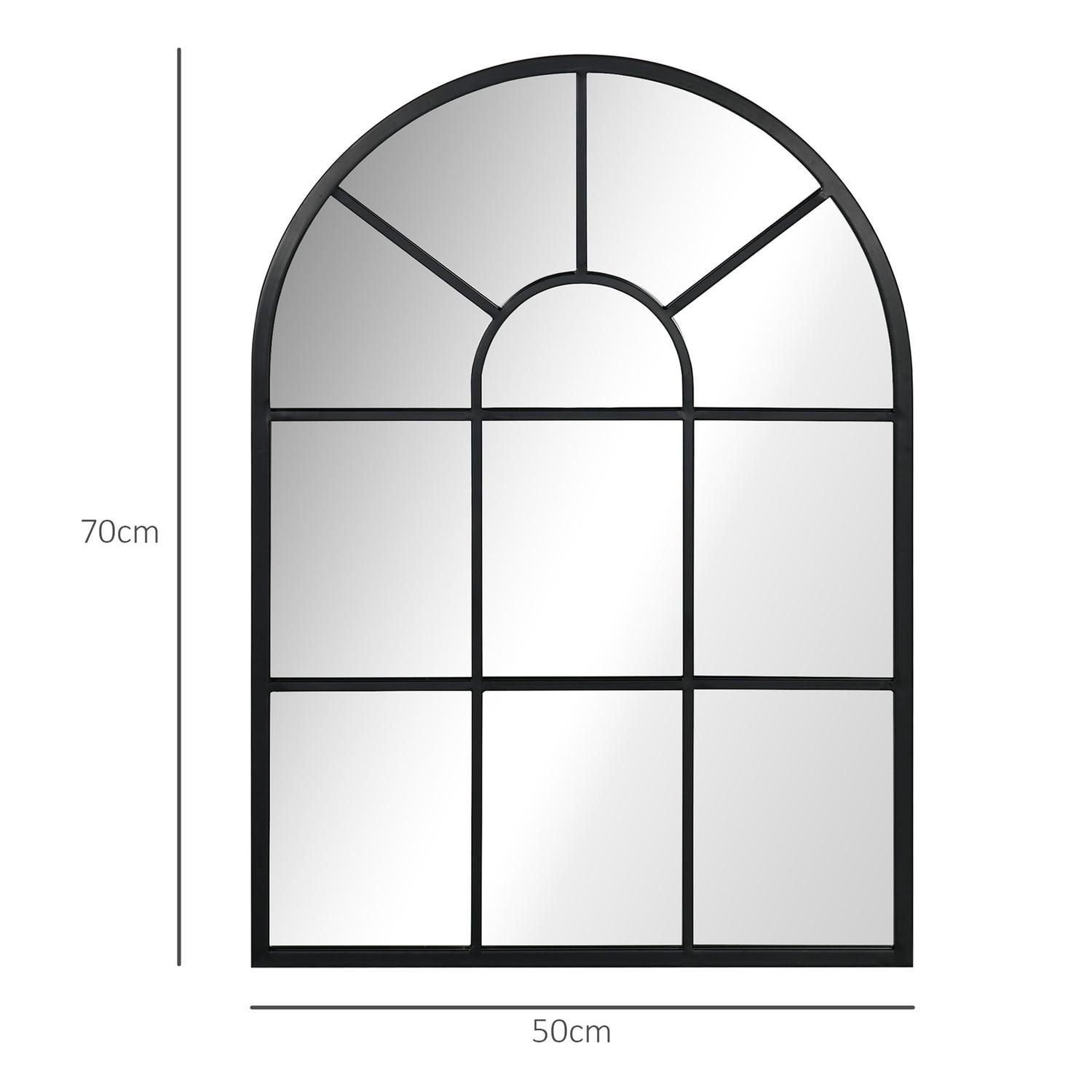 Northio  Miroir mural, miroir de fenêtre, 70 x 50 cm, miroir décoratif avec cadre en métal, miroir suspendu pour salon, chambre à coucher, noir 