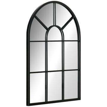 Miroir mural, miroir de fenêtre, 70 x 50 cm, miroir décoratif avec cadre en métal, miroir suspendu pour salon, chambre à coucher, noir