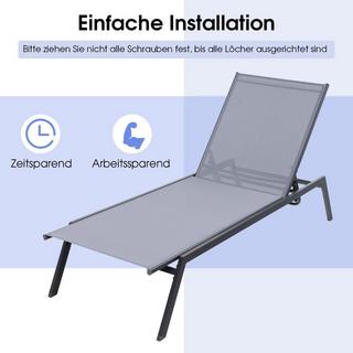 Northix Outdoor Verstellbarer Liegestuhl mit Flacher Liegeposition & Schnelltrocknendem Stoff  