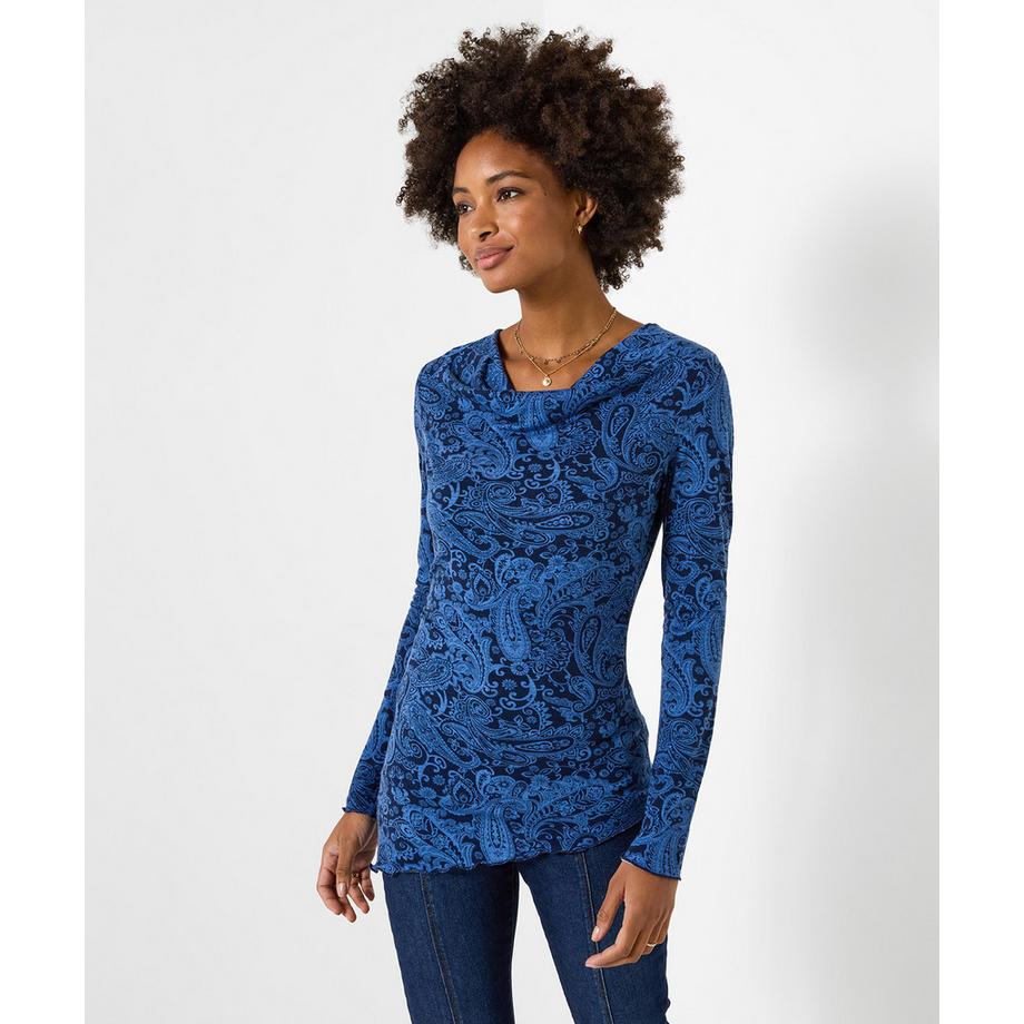 Joe Browns Jersey Henley-Shirt mit Wasserfallausschnitt und Paisleymuster  