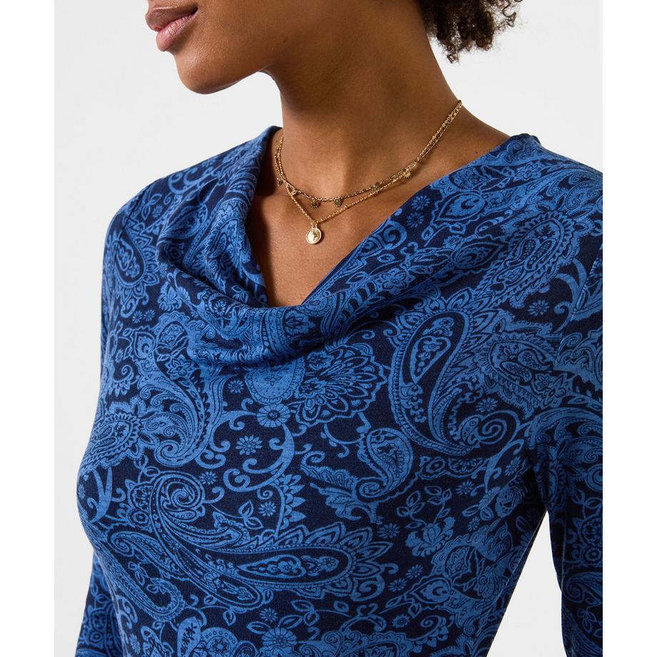 Joe Browns Jersey Henley-Shirt mit Wasserfallausschnitt und Paisleymuster  