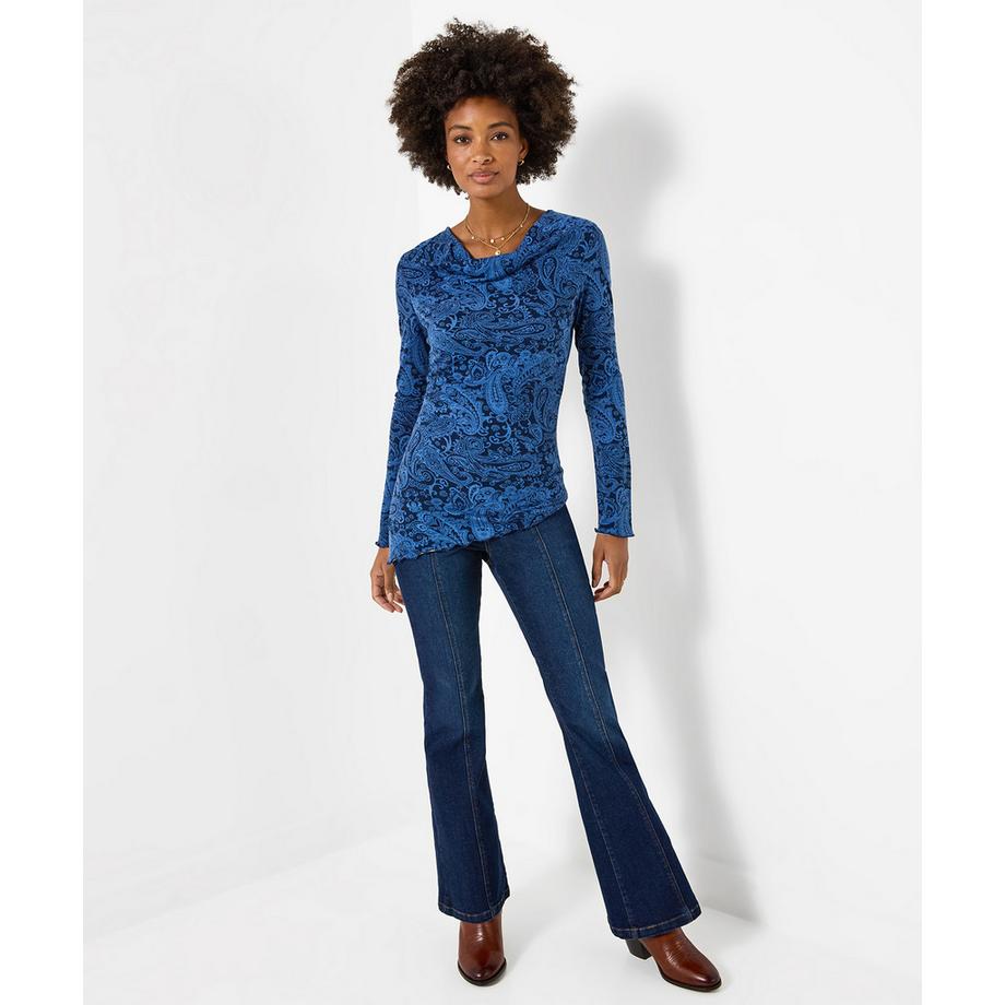Joe Browns Jersey Henley-Shirt mit Wasserfallausschnitt und Paisleymuster  