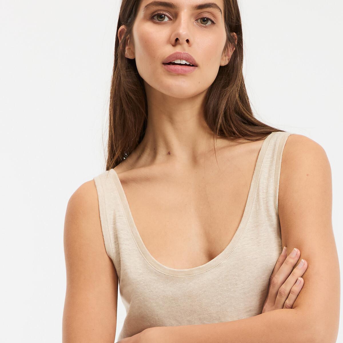 La Redoute Collections Lockeres Leinen Rundhals Tanktop  