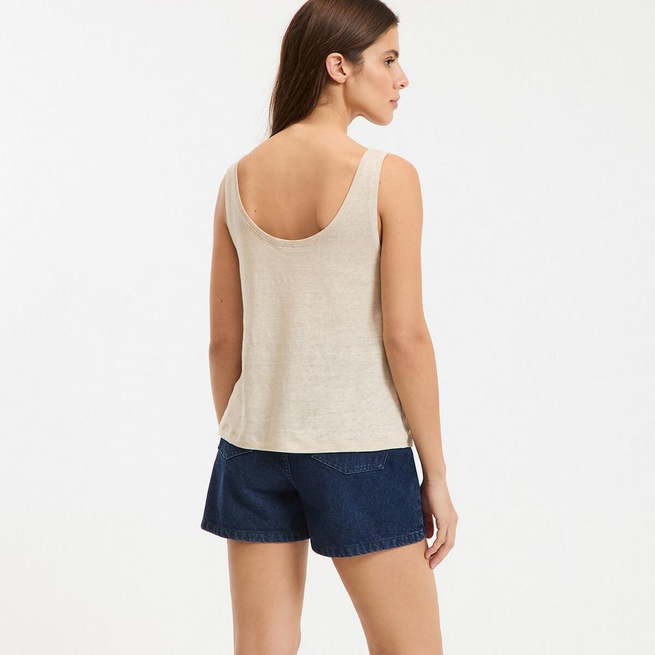 La Redoute Collections Canotta Larga Lino Girocollo  