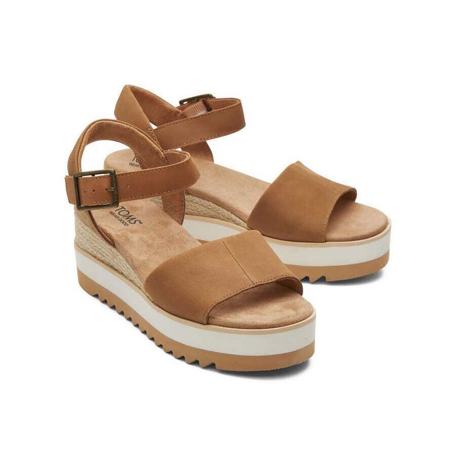 TOMS Diana Sandali con Zeppa in Pelle  