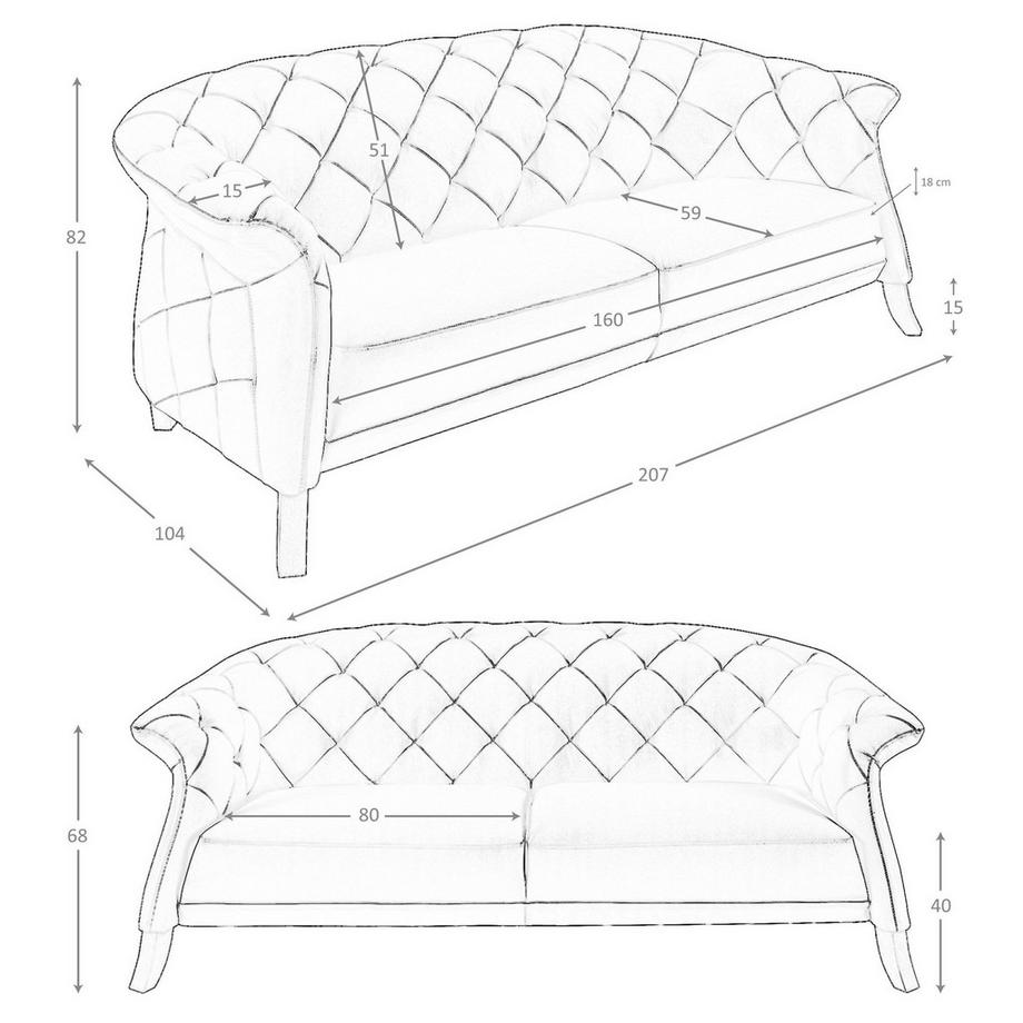 ANGEL CERDA Chester Sofa 2 Sitzer Leder  