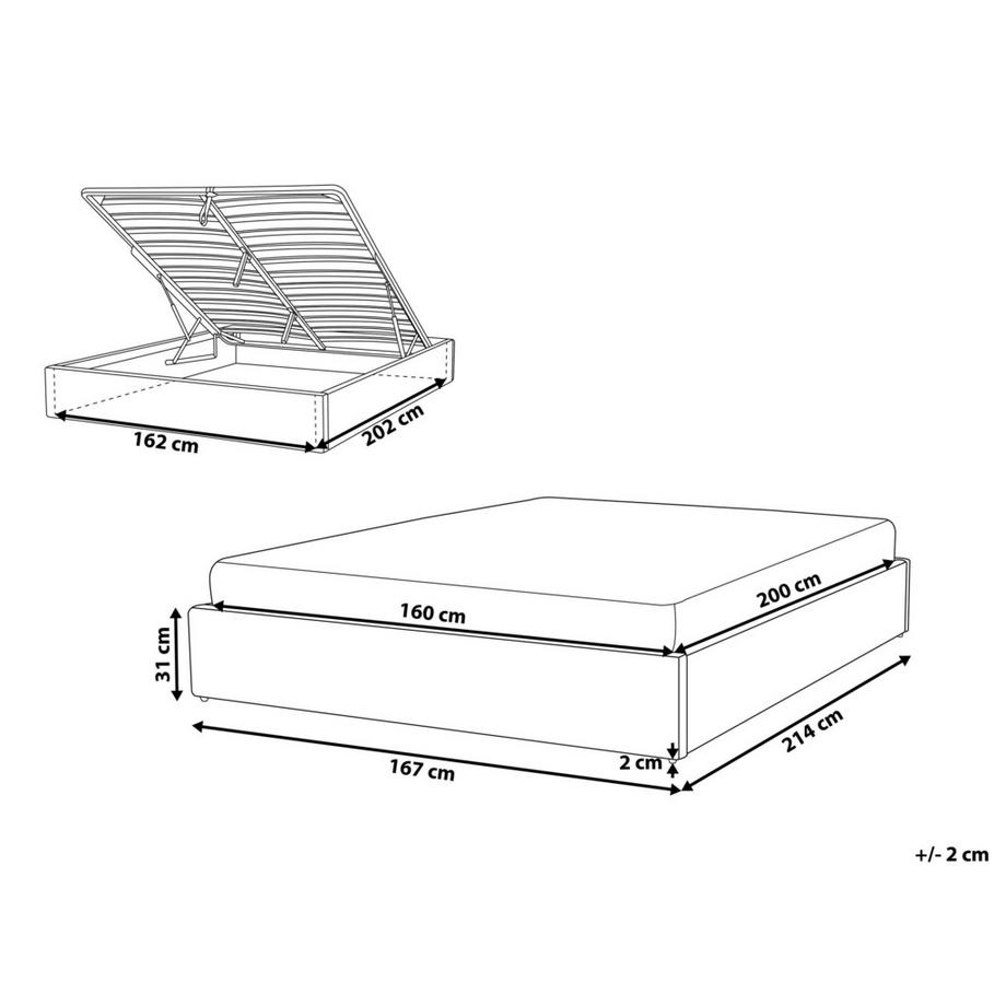 Beliani Letto con ottomano senza testata en Tessuto Scandinavo DINAN  