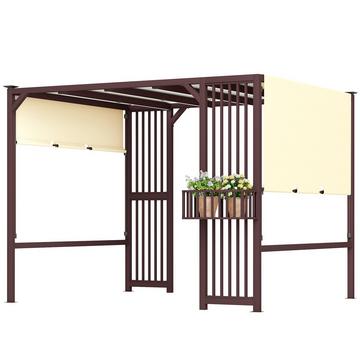 Gazebo Pergola 3x2,5 m UV 30+ Stabile Protezione Solare Resistente all'Inverno con Tetto Scorrevole Regolabile Fioriere per la Privacy Gazebo da Giardino Autoportante Tettoia per Giardino Balcone Marrone Scuro |