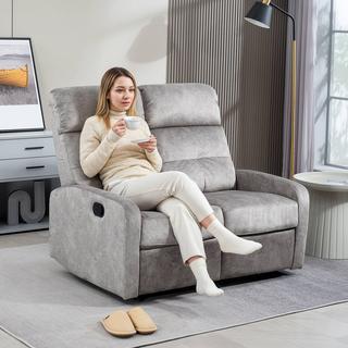Northio Fauteuil TV, fauteuil de relaxation avec fonction inclinable, canapé 2 places, fauteuil TV avec ressorts ensachés, fauteuil cinéma deux places avec repose-pieds pour salon, chambre à coucher, gris  