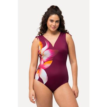 Maillot de bain à bonnets souples. Matière recyclée. Motif floral et décolleté en forme de cœur