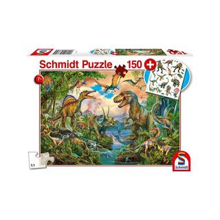 Schmidt  Puzzle Wilde Dinos, inkl. Dinosaurier Tattoos (150Teile) 
