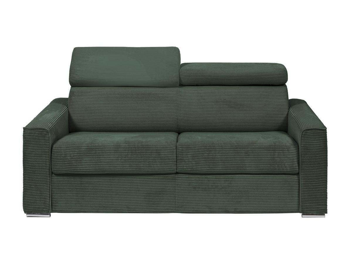 Vente-unique Schlafsofa mit Matratze 4-Sitzer - Liegefläche mit Lattenrost mit breiten Latten 160 cm - Matratze 18 cm - Cord - Grün - VIZIR  