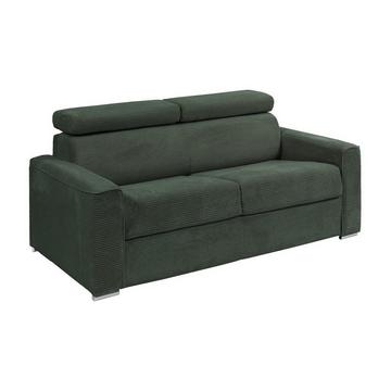 Schlafsofa mit Matratze 4-Sitzer - Liegefläche mit Lattenrost mit breiten Latten 160 cm - Matratze 18 cm - Cord - Grün - VIZIR