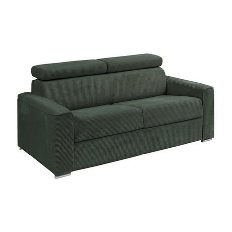 Vente-unique Schlafsofa mit Matratze 4-Sitzer - Liegefläche mit Lattenrost mit breiten Latten 160 cm - Matratze 18 cm - Cord - Grün - VIZIR  