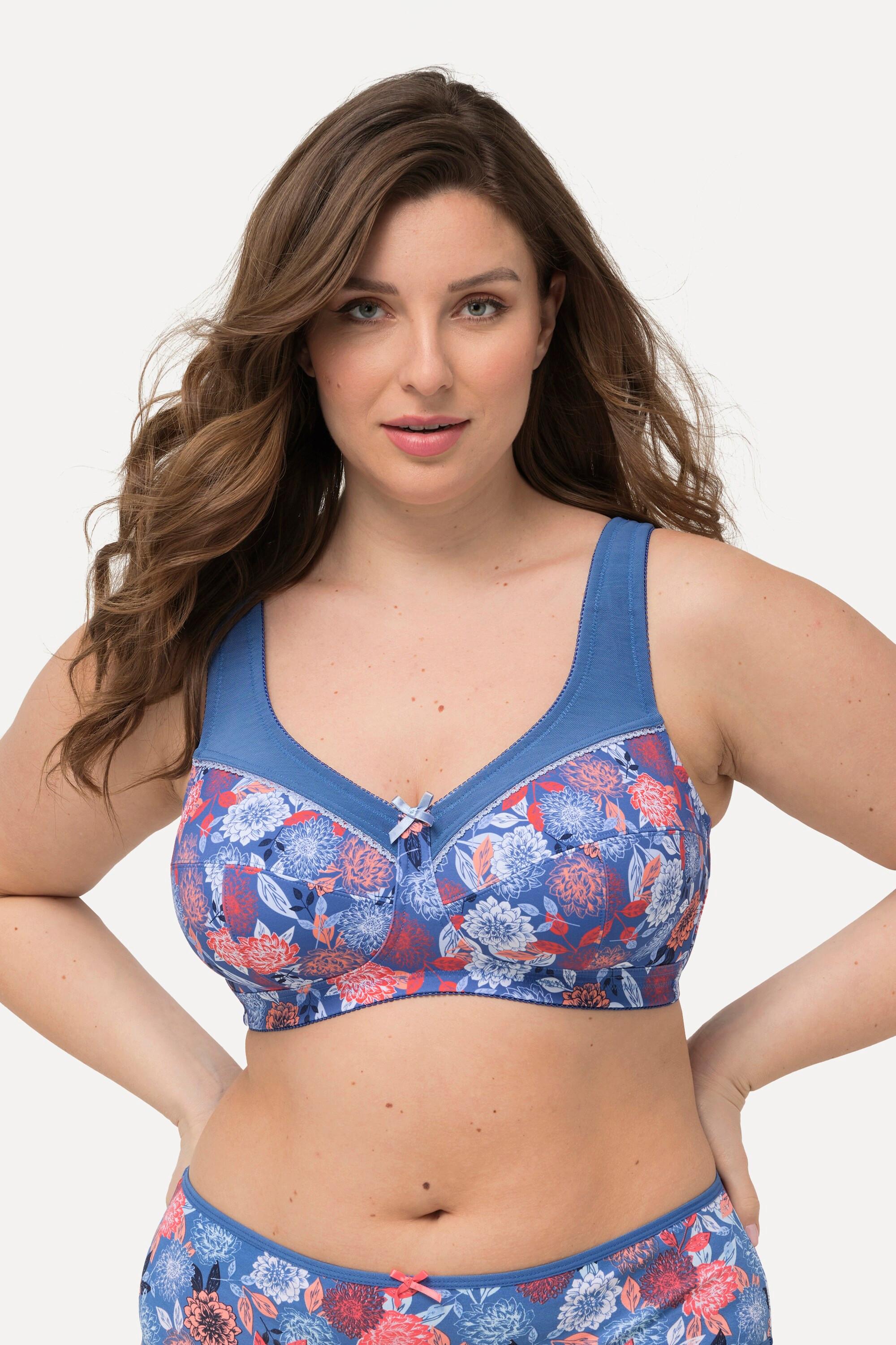 Ulla Popken  Soutien-gorge de maintien, imprimé floral. Sans armatures, bonnet C-F. 