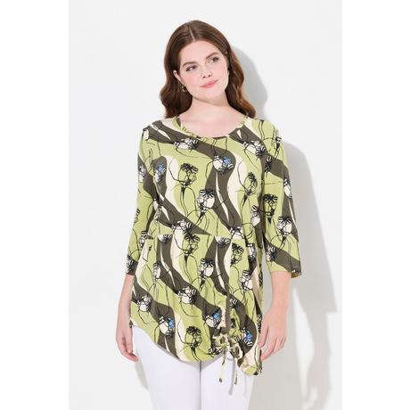 Ulla Popken  Longshirt, A-Linie, Rundhals, 3/4-Arm, Biobaumwolle 