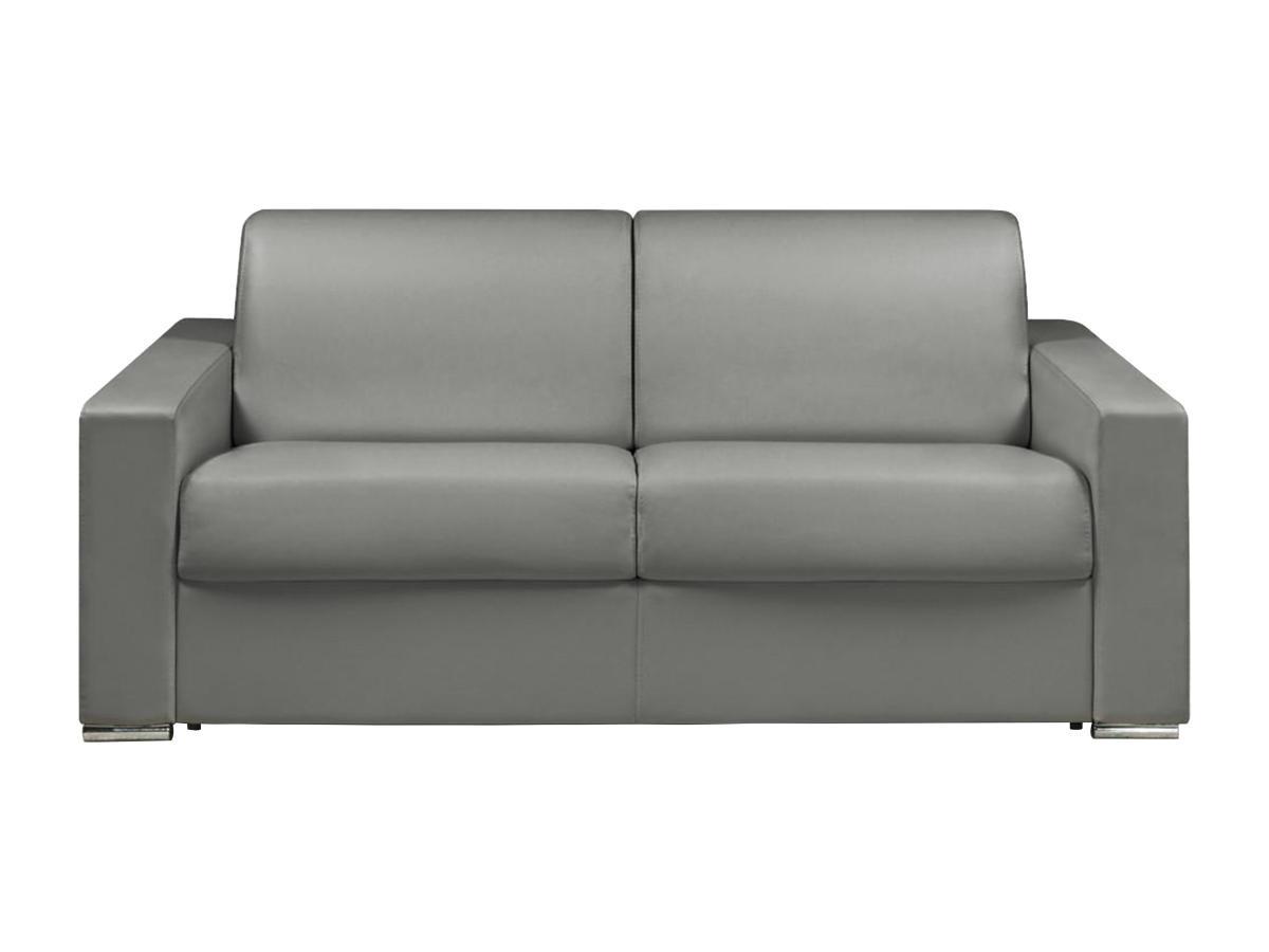 LINEA SOFA Schlafsofa mit Matratze 3-Sitzer Kunstleder - Grau - Liegefläche: 140 cm - Matratzenhöhe: 14 cm mit Memory Schaum - CALITO  