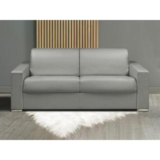 LINEA SOFA Schlafsofa mit Matratze 3-Sitzer Kunstleder - Grau - Liegefläche: 140 cm - Matratzenhöhe: 14 cm mit Memory Schaum - CALITO  