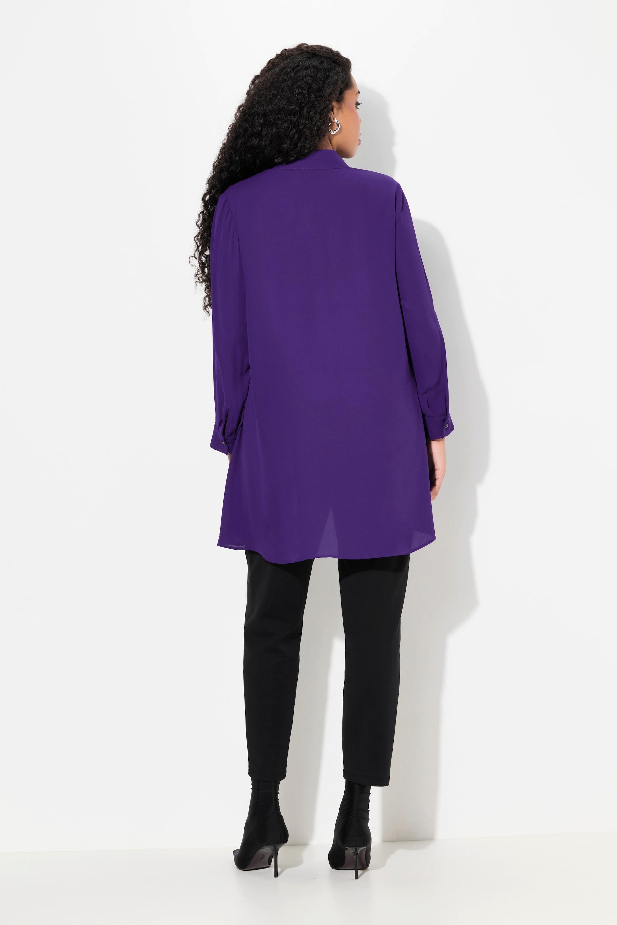 Ulla Popken Tunika Lagenoptik A-Linie Stehkragen Langarm  