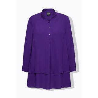 Ulla Popken Tunika Lagenoptik A-Linie Stehkragen Langarm  