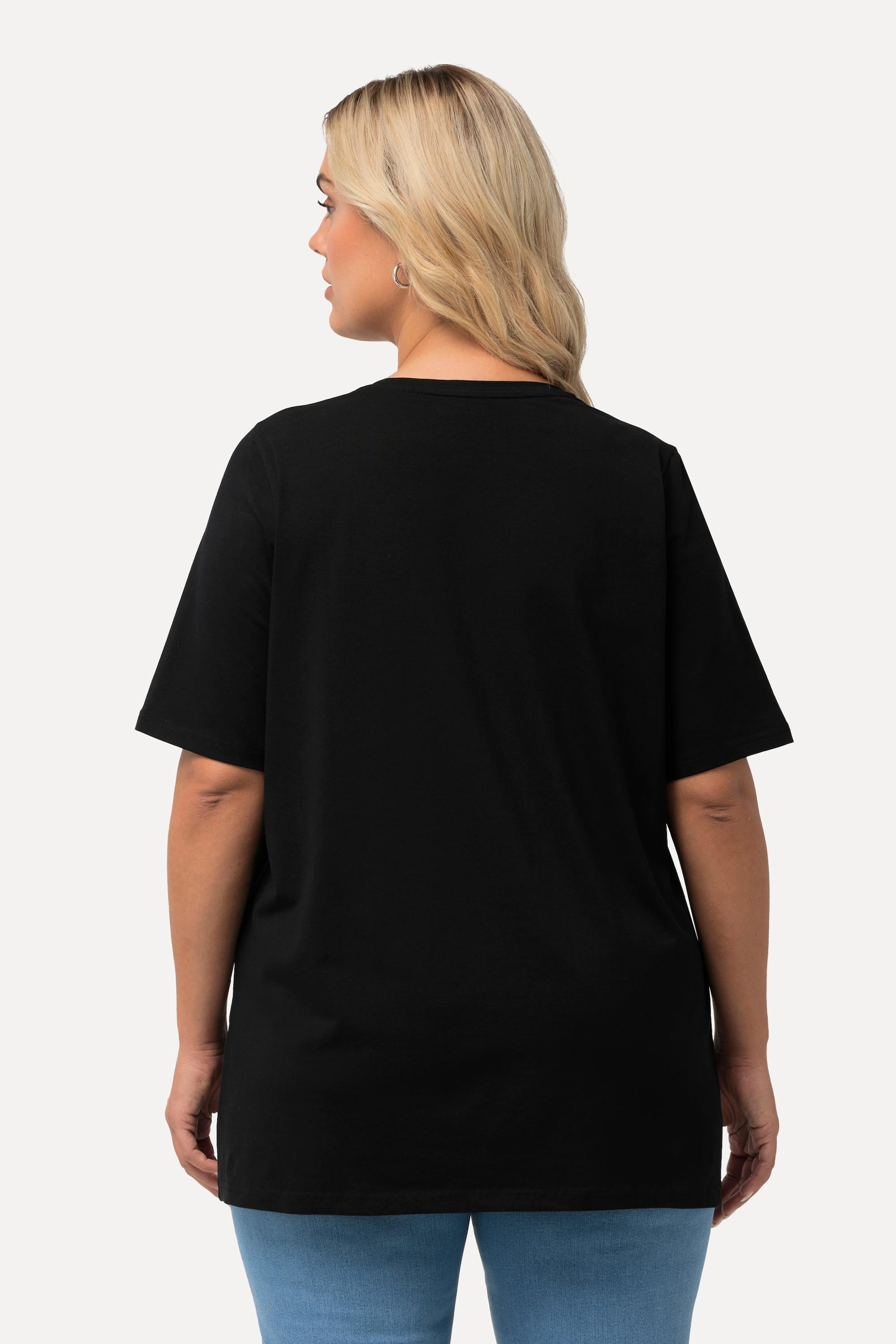 Ulla Popken  T-shirt dal taglio svasato con scollo a V e mezze maniche 