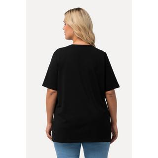 Ulla Popken  T-shirt dal taglio svasato con scollo a V e mezze maniche 