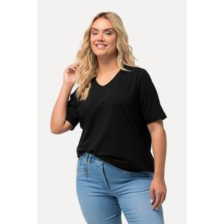 Ulla Popken  T-shirt dal taglio svasato con scollo a V e mezze maniche 