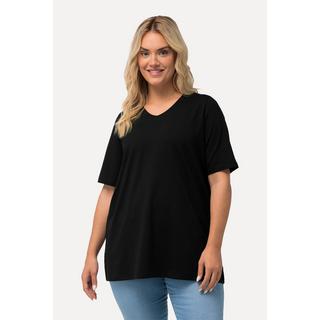 Ulla Popken  T-shirt dal taglio svasato con scollo a V e mezze maniche 