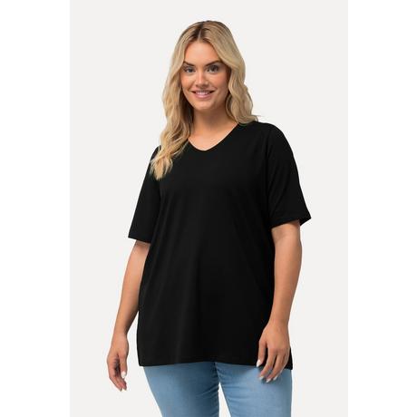 Ulla Popken  T-Shirt, A-Linie, V-Ausschnitt, Halbarm 