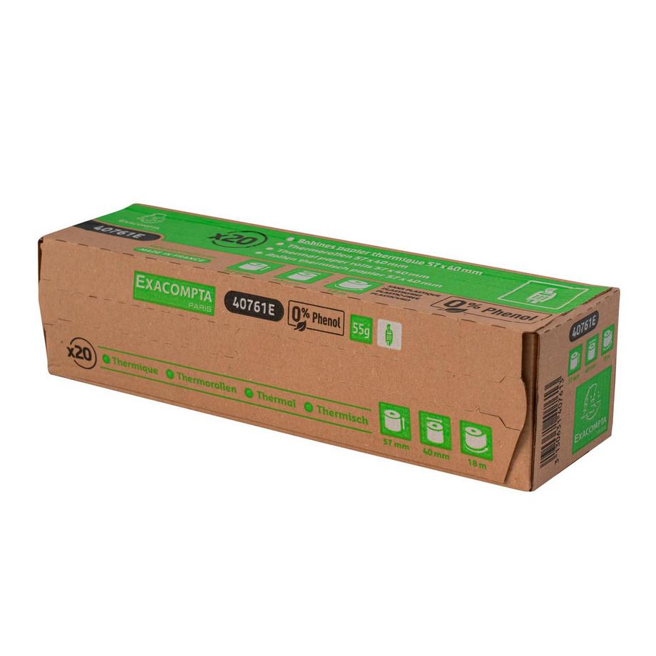 Exacompta Rotoli carta per carta di credito 57x40mm - 18m - 1 copia carta termica 55 gr - Senza fenolo e senza anima - x 120  
