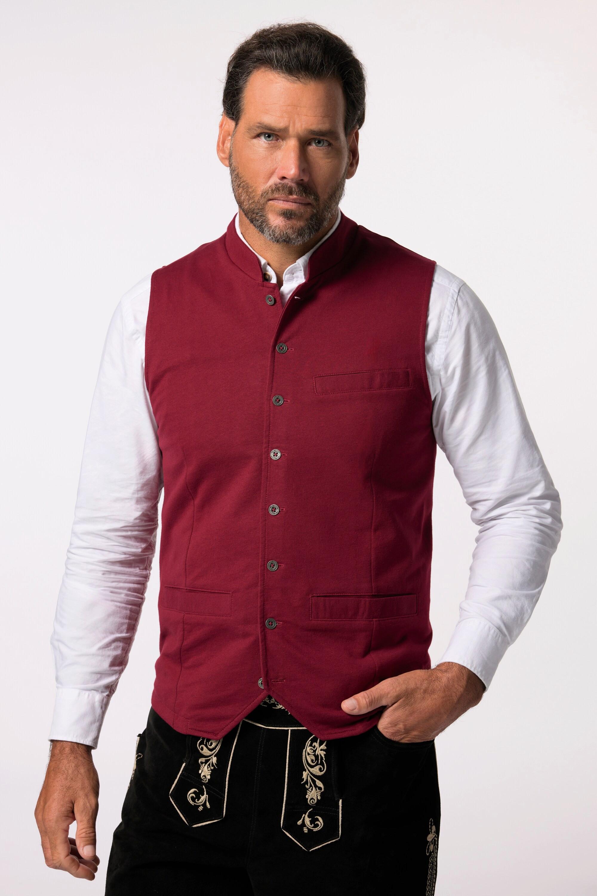 JP1880  Gilet en molleton, style traditionnel bavarois. Col droit et broderie 