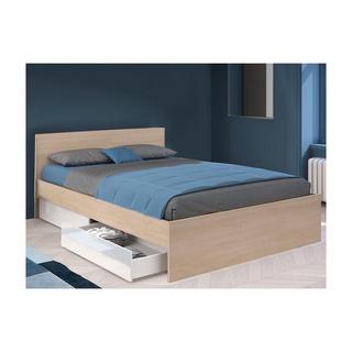 Vente-unique Letto con 2 cassetti 160 x 200 cm Naturale e Bianco lucido - VELONA  