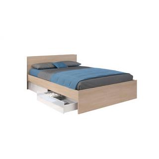 Vente-unique Letto con 2 cassetti 160 x 200 cm Naturale e Bianco lucido - VELONA  