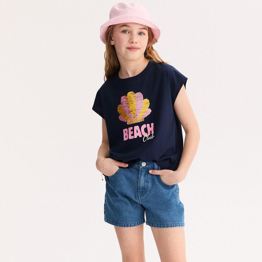 Ärmelloses T-Shirt mit Pailletten