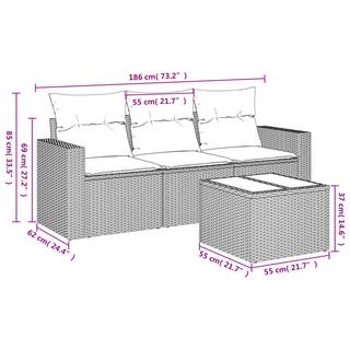 VidaXL Ensemble de canapés de jardin rotin synthétique  