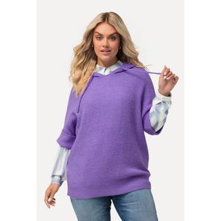 Ulla Popken  Maglione dal taglio oversize con cappuccio, maglia particolare e mezze maniche 