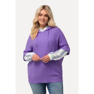 Ulla Popken  Maglione dal taglio oversize con cappuccio, maglia particolare e mezze maniche 