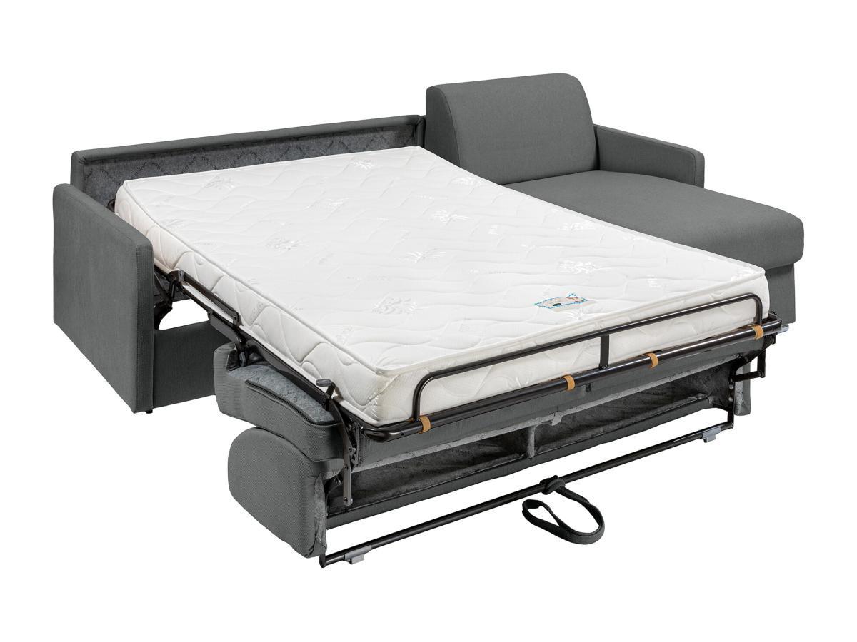 Vente-unique Canapé d'angle convertible express et réversible en tissu gris - Couchage 140 cm - Matelas 14 cm - CALIFE  