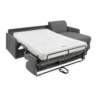 Vente-unique Canapé d'angle convertible express et réversible en tissu gris - Couchage 140 cm - Matelas 14 cm - CALIFE  