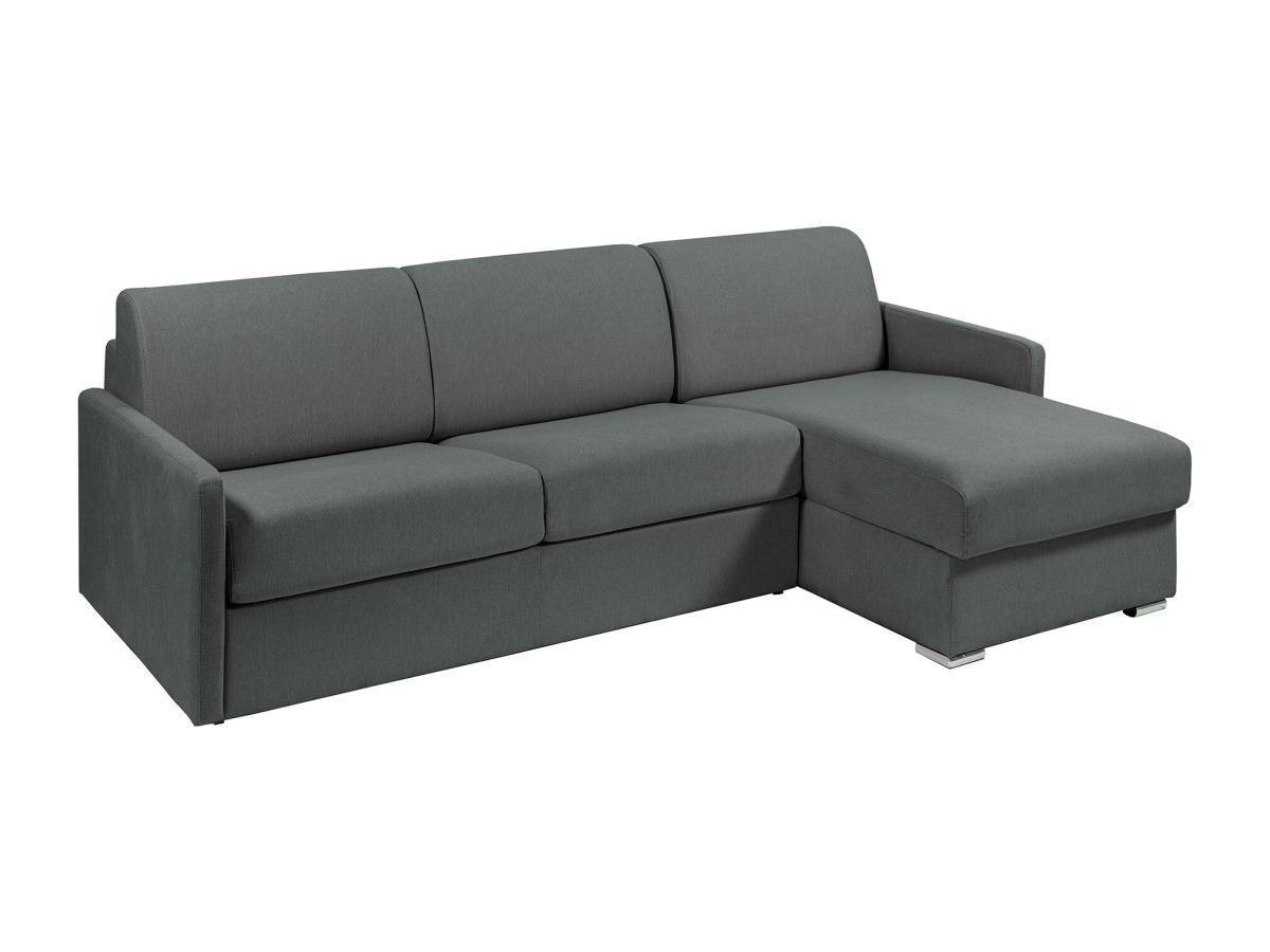 Vente-unique Ecksofa mit Matratze - Ecke wechselbar - Stoff - Grau - Liegefläche 140 cm - Matratze 14 cm - CALIFE  