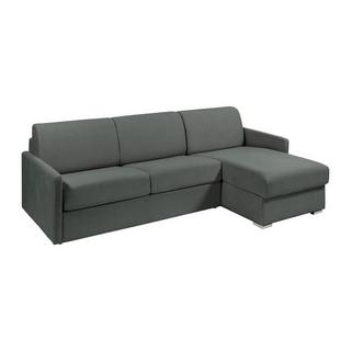 Vente-unique Canapé d'angle convertible express et réversible en tissu gris - Couchage 140 cm - Matelas 14 cm - CALIFE  