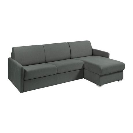 Vente-unique Canapé d'angle convertible express et réversible en tissu gris - Couchage 140 cm - Matelas 14 cm - CALIFE  