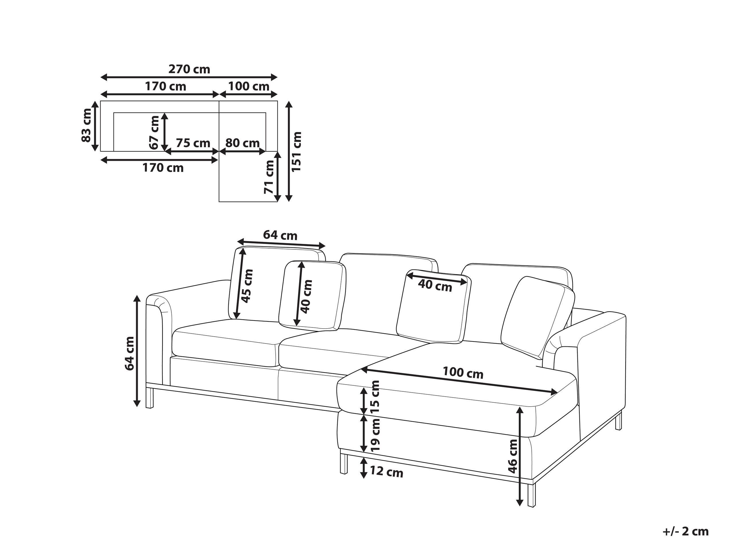 Beliani Linksseitiges Ecksofa aus Samtstoff Modern OSLO  