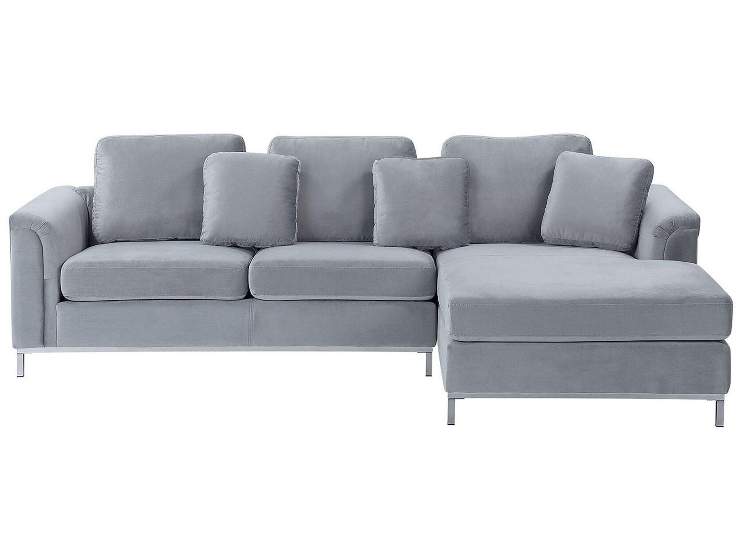 Beliani Linksseitiges Ecksofa aus Samtstoff Modern OSLO  