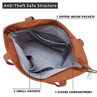 Only-bags.store Cord Tasche Umhängetasche mit Reissverschluss Gross Shopper Tote Handtasche  