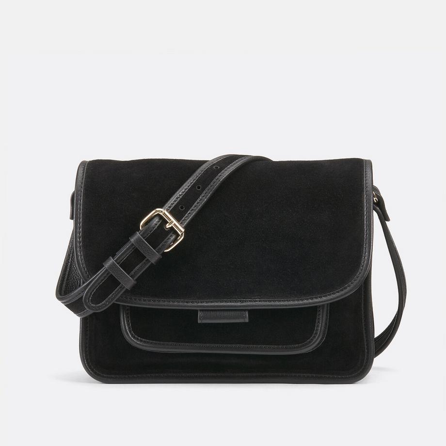 Sac besace en cuir bi-matière Signature FELICIE