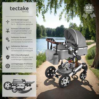 Tectake  Kombi-Kinderwagen Mats, klappbar, 5-Punkt-Gurt 